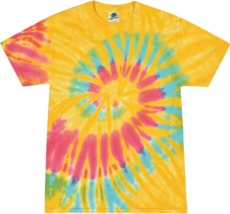 Colortone 100% Cotton Tie Dye T-Shirt for Women and Men, Small, Aurora